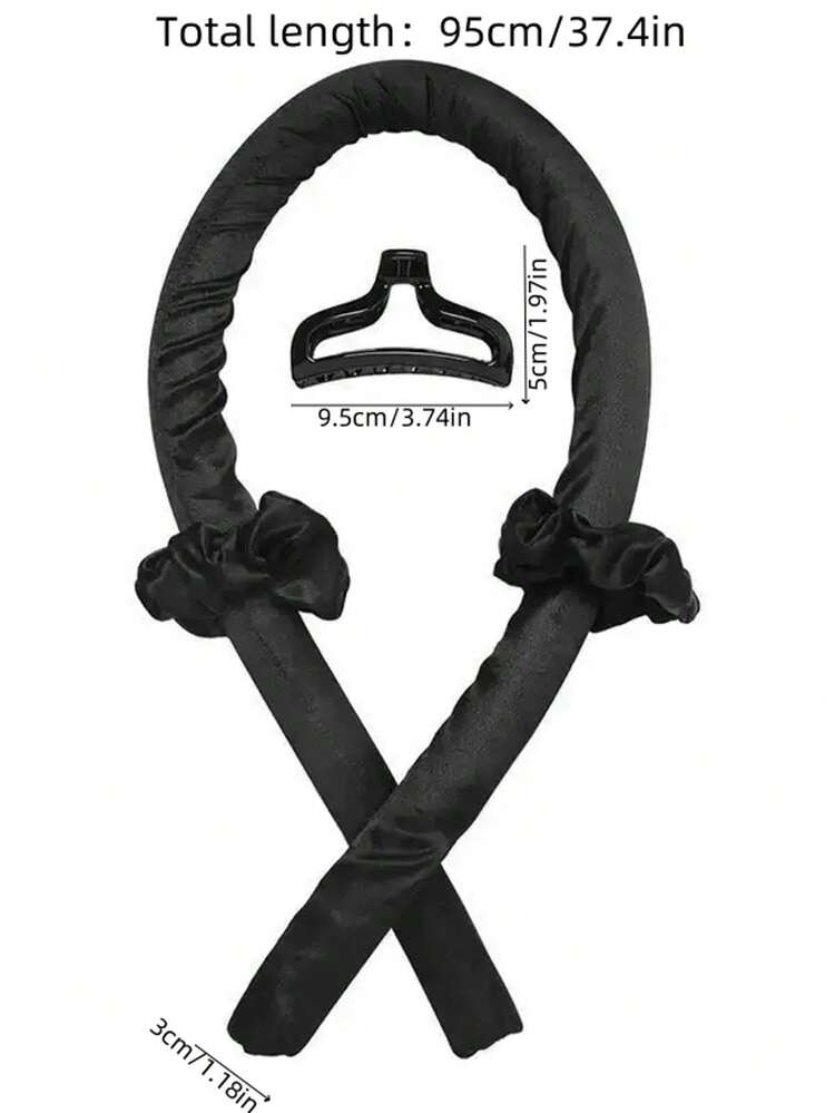 Bộ 4 dây buộc tóc màu trơn & máy uốn tóc Waver Phụ kiện tóc, Đồ dùng học tập, Quà tặng - màu đen - Xem 3