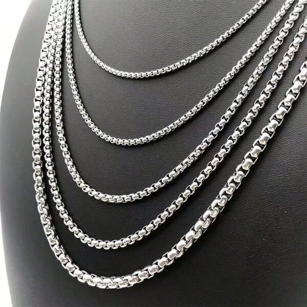1pc Stainless Steel Square Pearl Necklace Jewelry With Chain, Men And Women Versatile Chain, Men Chain DIY Stainless Steel Square Pearl Chain Necklace