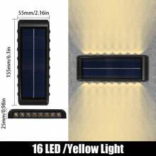2入 4/6/8/10/12/14/16 LED 太陽能燈，防水，適用於戶外太陽能洗牆燈、陽台裝飾投射燈、氛圍壁燈 - 黑色 - 查看 20
