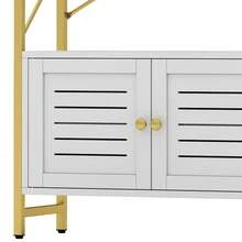 Bibliothèque avec armoire de rangement, étagère à livres à 5 niveaux avec portes pour la chambre à coucher, le salon et le bureau, blanc et or - Blanc - Voir 8