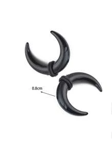 2 Peças Expansor Espiral de Orelha em Acrílico Preto de Caracol, Alargador de Orelha Espiral, Esticador de Perfuração de Orelha para Mulheres e Homens, Joia de Perfuração Corporal Personalizada de 1,6mm - 24mm