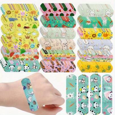 30/50/100 قطعة من ضمادات الجروح الكرتونية مناسبة لرعاية الجروح والإسعافات الأولية، مصنوعة من مواد البولي إيثيلين بأنماط متنوعة، "الإسعافات الأولية: التخثر والرعاية الرقيقة للجروح" لحقيبة الطوارئ