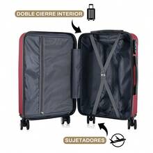 Maleta de viaje rígida de 20 pulgadas para llevar a bordo, equipaje de mano con 4 ruedas y candado integrado, variedad de colores - Burdeos - Ver 5
