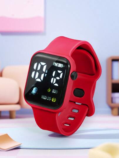 1pc Kids/Youth Student TPU Astronaut Casual Sports Square Digital Watch, Suitable For Daily Life