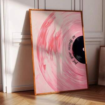 1pc Unframed Pink Vinyl Record Music Wall Art Poster Canvas Print Preppy Art Girly Room Aesthetic Decor Painting For Apartment,Living Room,Bedroom,Dorm,Modern Home Decoration