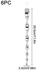 6pcs Woodpecker Home Pole, Outdoor Bird Reflective Equipment, Reflective Scare Pole, Outdoor Bird Reflector, Bird Scare Pole Silver Suspension Plastic Bird Deterrent Device, Wind-Driven Rotating Scare Pole Suitable For Eaves, Branches, Balconies, Gardens, Orchards - Silver - View 3