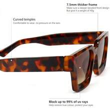 Square Men Women Fashion Thick Rectangle Glasses Shades Designer Style - A-macan tutul/Coklat gradien - View 2