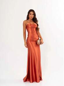 Sexy Long Party Dress With Slit Wedding - Terracota - Ver 2