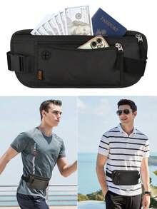 1 件男女通用运动跑步腰包，骑行腰包，轻便，防水，便携，弹性，RFID 保护，多功能手机包，钥匙包，现金包，硬币包，护照包，非常适合户外运动、旅行、度假、购物、登山、徒步旅行、健身、攀岩、马拉松跑步比赛