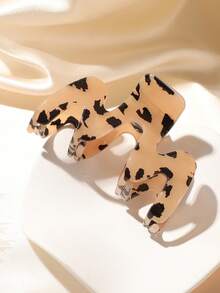 1 件豹纹 M 形时尚亚克力发夹，女士百搭装饰发饰，爪夹秋冬发饰，适合度假装扮女士