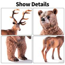North American Forest Animal Figurines Educational Toy Cake Toppers,Realistic Jungle Animal Set, Christmas Birthday Gift For Kids Toddlers, Includes Elephant,Camel,Giraffe,Tiger Lion,Panda,Bear,Deer,Hippo,Rhino,Raccoon,Lynx,Wolf,Eagle,Beaver, Rabbit,Beaver,Bald Eagle, And More
