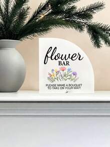 1pc Acrylic Floral Sign With Stand - Tabletop Decor, Suitable For Wedding, Wedding Reception, Party Decoration, Christmas Gift, Ideal Present