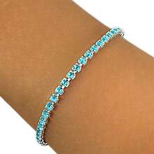 S925 Silver Riviera Bracelet With Crystal Zirconia - 寶藍色 - 查看 4