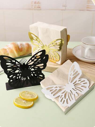 1 peça/3 peças porta-guardanapos borboleta preto/branco/dourado para mesa de jantar, restaurante, cafeteria, hotel, escritório, festa, casamento, porta-guardanapos decorativo para mesa de casa