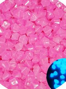 300pcs 9*13mm Small Diamond Shaped Glow Stones, Luminous Plastic Pebbles For Garden, Fish Tank
