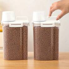 1 szt. Wiadro do przechowywania karmy dla zwierząt z miarką, pojemność 2800 ml, idealne do przechowywania karmy i przekąsek dla kotów i psów