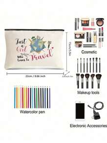 Bolsa de maquillaje divertida, bolsa de cosméticos esenciales de viaje, bolsa de maquillaje de viaje, bolsa de artículos de tocador con cremallera, regalos de vuelo y vacaciones para mujeres, azafatas, amantes de los viajes, regalos de cumpleaños, Día de la Madre, aniversario, regalos de cumpleaños para mujeres, mejores amigas, hermanas. (Varios patrones para elegir) Bolsa de vacaciones de verano, regreso a la escuela, bolsa de útiles escolares, bolsa de viaje para mujeres, bolsa de maquillaje para viajes