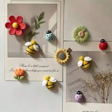 10pcs Flower, Bee, Ladybug, Plant Shaped Fridge Magnets, Cute Decorative Magnets, Personalized Refrigerator Stickers For Kitchen, Office, Whiteboard, Storage Cabinets And Dishwasher, Kitchen & Home Decoration, Christmas/Birthday Gifts Holiday And Party Favors