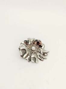 1pc Elegant Fashion Sexy Metal Flower Faux Pearl Inlaid Brooch/Lapel Pin For Women, Suitable For Party And Daily Wear