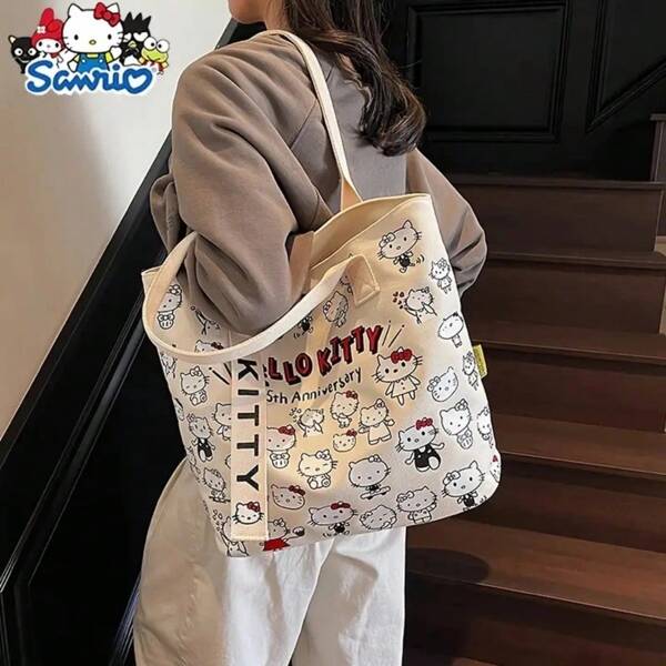 1pc Hello Kitty Printed Crossbody Bag, With Kitty Strap And Zipper Closure, Y2K Fashion Shoulder Bag For Commuting, Travel, Suitable For Daily Use And Student Supplement Handbag