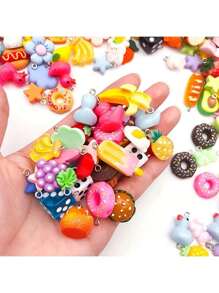 10/20/30/50/80/100/200pcs Vivid Resin Craft Supplies - Imaginative Animals, Fruits And Food Series - Colorful DIY Jewelry Making Necklace, Bracelet And Earring, Perfect For Craft Lovers And Jewelry Making