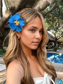 1 Stück Hawaii Blumen Haarclips für Frauen, Plumeria Hibiskus Haarclip, künstliche Blumenclips für Urlaub, Strandparty, Boho-Stil Stoffhaarspangen Set, elegante einfarbige Blumen Haarspangen, Hibiskus Blumen Haraccessoires für Frauen, Krallenhaarclips, Haarspangen