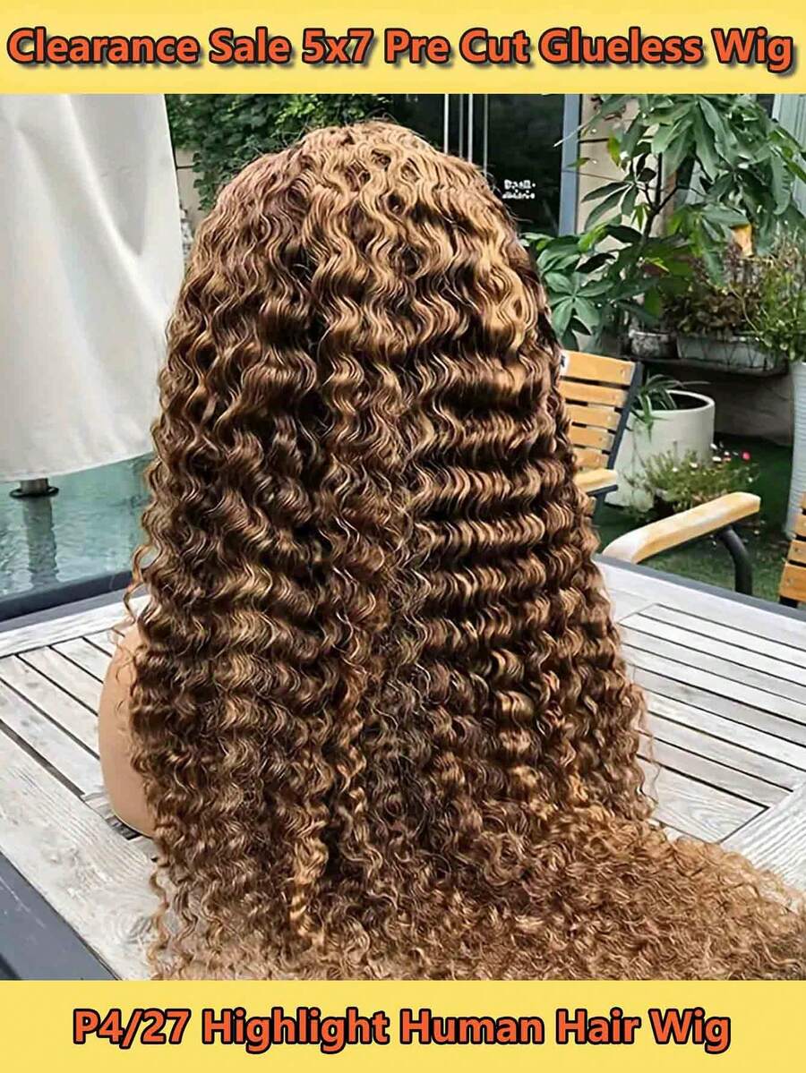 Deep Wave Human Hair Wigs Put On And Go Glueless Wigs Human Hair 13x4, 5x7, 4x4 Pre-Cut Lace Front  Wigs For Women 8A Grade Brazilian Lace Front Wigs All Seasons Must-Have! 1-Min Install Comfortable, Breathable, Daily Use, Parties, Dating - 間色 - 查看 1