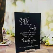 礼品和卡片标牌，婚礼亚克力标牌，婚礼亚克力标牌，亚克力现代书法礼品标牌 - 彩色 - 查看 5