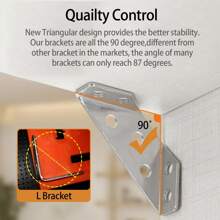 90°Stainless Steel Shelf Bracket - Heavy Duty Angle Support For Cabinets And Furniture, Industrial Hardware Comes With Screws