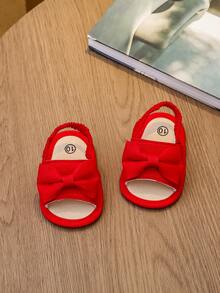 Sandal Bayi dengan Hiasan Pita, Sepatu Jalan Anti Selip untuk Balita Usia 0-15 Bulan - Merah - View 6