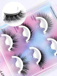 MAGEFY 3对免胶自粘假睫毛 猫眼睫毛 狐狸眼假睫毛 尾眼拉长 放大双眼 浓密 立体放大双睫毛 夏季旅行必备 海滩度假 露营旅行 - 自然纖長款 - 查看 3