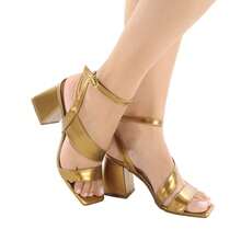 Valle Shoes Women's Casual Mid-Heel Sandal - Đồng - Xem 1