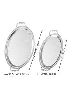 1pc,Or 2pcs,Luxury Leaf-Engraved Silver Tray - Electroplated Pure Iron Art Decor With Mirror Finish,Handcrafted Floral Metal Centerpiece For Dining Table/Wedding/Display Shelf | Nature-Inspired Luxury Home Accessories