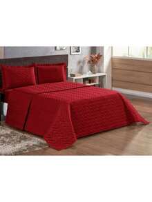 Imperium Double Standard 3-Piece Quilted Soft Touch Bedspread In Red - Đỏ - Xem 1