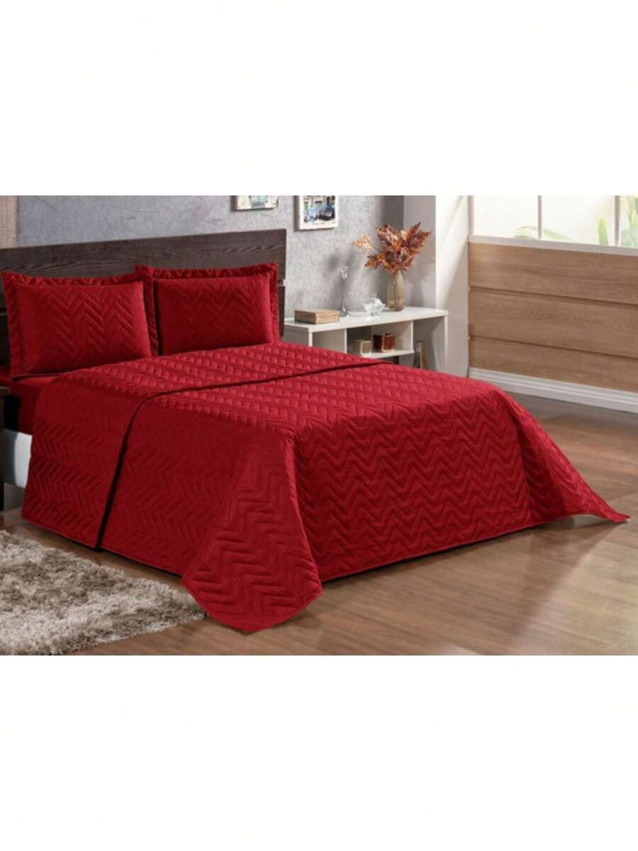 Imperium Double Standard 3-Piece Quilted Soft Touch Bedspread In Red - Đỏ - Xem 1