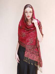 1 buc 200 * 68cm eșarfă multicoloră cu imprimeu vintage din caju, mărime mare, șaluri și wrap-uri pentru femei, eșarfă Paisley, bandane, hijab, plajă, acoperire, sarong, lung, franjuri, moale, ușor, multifuncțional, clasic, la modă, totul merge cu cadouri de călătorie - Data roșu - Vizualizare 23