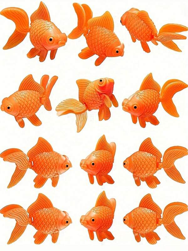 2/5 piezas Peces de colores naranja brillante - Decoración artificial realista flotante para acuario, peces falsos duraderos de PVC con patrones detallados para crear un entorno natural submarino, accesorios para pecera, decoración vibrante de acuario, con aletas y detalles de cola de pez, accesorios para acuario, excelentes para el paisajismo de la pecera, peces de imitación flotantes decorativos