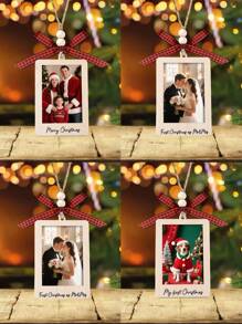 Fröhliche Weihnachten Bilderrahmen Ornamente, Weihnachtsbaum Hängedekoration, erste Weihnachten von Herrn und Frau, leere Holzbilderrahmen, Paar Bilderrahmen Ornament, DIY Foto Aufhänger für Zuhause, Weihnachts-Hochzeitsfoto Dekoration für Zuhause, Weihnachts Heimdekoration