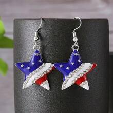 2 Pairs Of American Independence Day Earrings, July 4th Earrings, Commemorative Day Gift Earrings With Stars, Hearts, And Designs, Party Gifts, Holiday Gifts - 兩對 - 查看 4