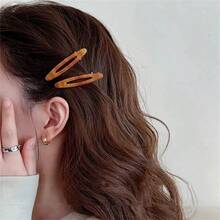 2个/套 醋酸纤维发夹 镂空椭圆几何发夹 侧夹 发卡 女士发饰 爪夹，学习用品