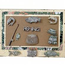 Reusable Mini Fishing Decor Silicone Mold DIY Handmade Prop Fondant Cake Decorating Candy Mold Kitchen Tool Baking Tool Cupcake Topper Decoration Mold For Wedding Birthday Party