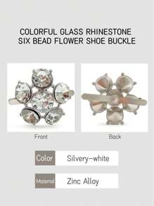 6 pièces/set Clips de mode en métal argenté pour accessoires de chaussures, décoration de chaussures amovible en alliage de zinc brillant. Convient pour les chaussures de sport et les chaussures en canevas, s'adapte à diverses occasions