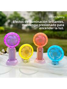 Mini Portable Handheld Small Desktop Fan USB Charging Desktop Fan With Light Folding Small Fan - Blue - View 5