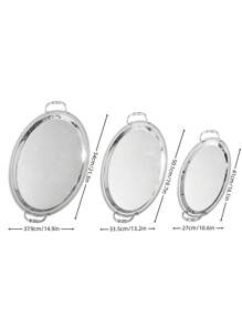 1pc,Or 2pcs,Luxury Leaf-Engraved Silver Tray - Electroplated Pure Iron Art Decor With Mirror Finish,Handcrafted Floral Metal Centerpiece For Dining Table/Wedding/Display Shelf | Nature-Inspired Luxury Home Accessories