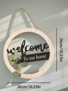 1pc Boho Style "Home Sweet Home" & "Welcome To Our Home" Door Hanger Decoration - Handmade Farmhouse Front Door Wreath, Round Wood Frame With Black Letters, Home, Indoor/Outdoor Wall Decor, Suitable For Living Room, Entryway Decor, Housewarming Gift, Wedding Decoration Room Decor Bedroom Decor Home Decor - Multicolor - View 6