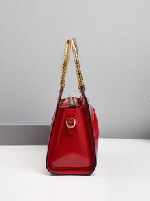 1 件鳄鱼纹漆面女士手提包，闪亮水钻装饰斜挎包，商务休闲女士通勤包，婚礼派对优雅钱包，母亲节礼物 - 彩色 - 查看 5