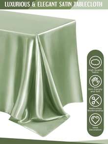 1 pièce Nappe en satin, 145*180cm/145*260cm/145*320cm, vert sauge/vert foncé couleur unie, surface en satin, rectangulaire, convient pour les mariages, les banquets, les fêtes, les anniversaires - Multicolore - Voir 6