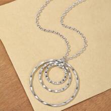 Bohemian Fashion Simple Multiple Circle Pendant Hammered Engraved Versatile Jewelry For Women, Holiday Gift, Daily Wear
