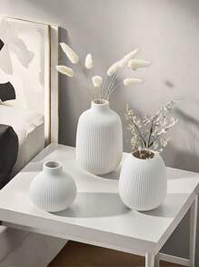 1 pièce Vase en céramique blanc, vases bohèmes pour la décoration de la maison, vase de style ferme moderne pour herbe de la pampa, fleurs, vases blancs décoratifs, centre de table pour mariage, salon, chambre à coucher, table de café, entrée