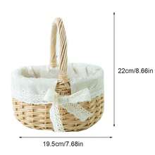 Willow Rattan Flower Girl Baskets Storage With Handle Picnic Container Woven Basket Handmade Flower Arrangement Basket